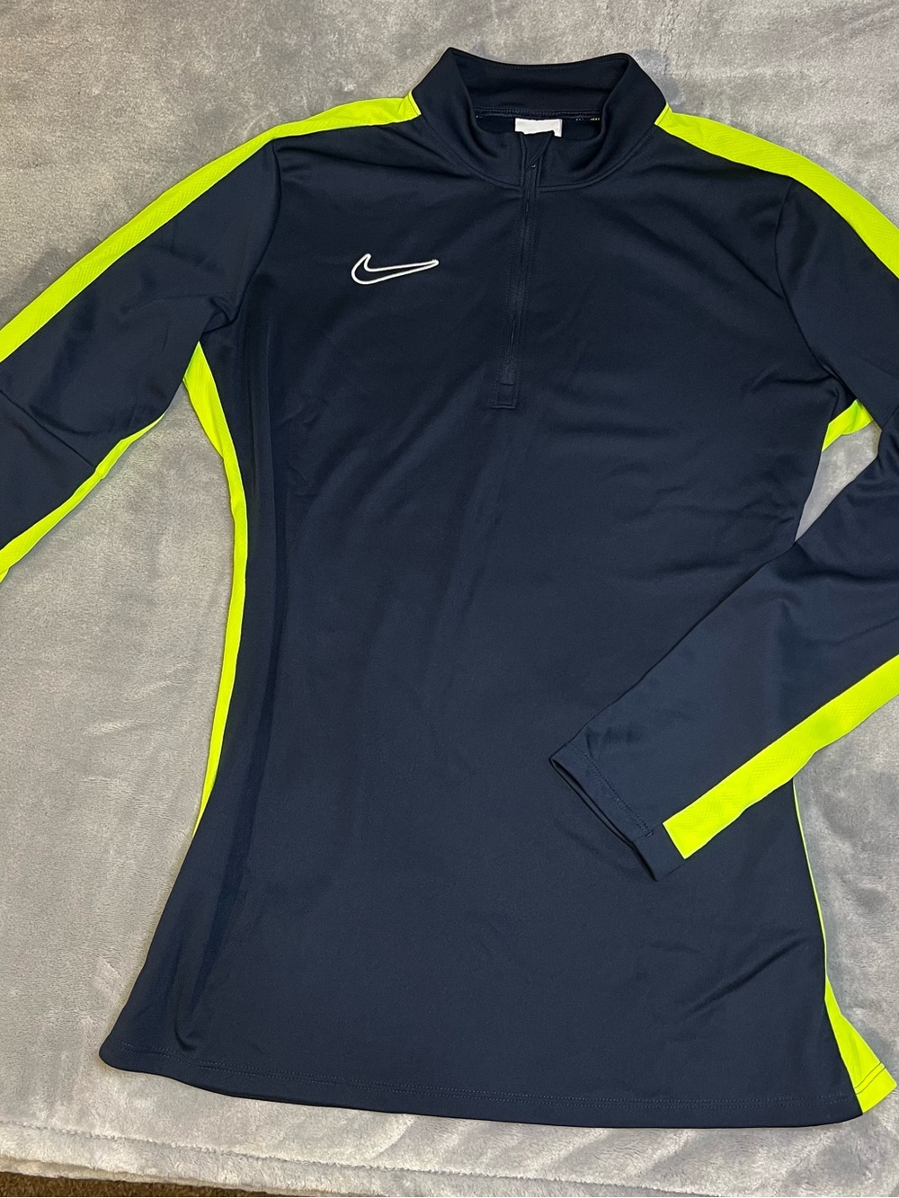 Nike Navy Half-Zip Training Top with Neon Yellow Accents